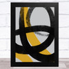 Black Grey Yellow Abstract Strokes Style 3 Wall Art Print