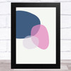 Navy Blue And Pink Circles Abstract Style 3 Wall Art Print