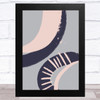 Navy Blue Grey & Pink Abstract Strokes Design 1 Wall Art Print