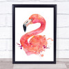 Watercolour Splatter Flamingo Framed Wall Art Print Watercolour Splatter Flamingo Framed Wall Art Print