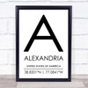 Alexandria United States Of America Coordinates Travel Quote Print