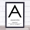 Asuncion Paraguay Coordinates World City Travel Print