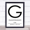 Guantanamo Cuba Coordinates World City Travel Print