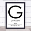 Guwahati India Coordinates World City Travel Print