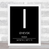 Izhevsk Russia Coordinates Black & White World City Travel Print Izhevsk Russia Coordinates Black & White World City Travel Print