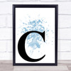 Blue Initial Letter C Quote Wall Art Print