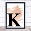 Watercolour Initial Letter K Quote Print