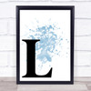 Blue Initial Letter L Quote Wall Art Print