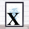 Blue Initial Letter X Quote Wall Art Print Blue Initial Letter X Quote Wall Art Print