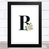 Initial Letter B With Flowers Wall Art Print