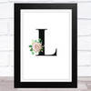 Initial Letter L With Flowers Wall Art Print