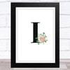 Initial Letter I With Flowers Wall Art Print