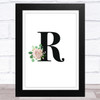 Initial Letter R With Flowers Wall Art Print