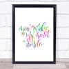 Make My Heart Smile Rainbow Quote Print