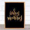 Memories Quote Print Black & Gold Wall Art Picture