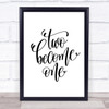 Two Become One Quote Print Poster Typography Word Art Picture