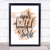 Your Beautiful Smile Quote Print Watercolour Wall Art