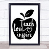 Apple Teacher Love Inspire Quote Typogrophy Wall Art Print