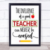 Influence Good Teacher Quote Typogrophy Wall Art Print