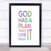 God Has A Plan Rainbow Quote Print