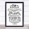 Christian He Will Command His Angels Quote Typogrophy Wall Art Print