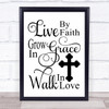 Live By Faith Christian Quote Typogrophy Wall Art Print