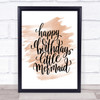 Birthday Mermaid Quote Print Watercolour Wall Art Birthday Mermaid Quote Print Watercolour Wall Art