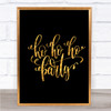 Christmas Ho Ho Ho Party Quote Print Black & Gold Wall Art Picture