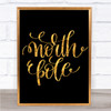 Christmas North Pole Quote Print Black & Gold Wall Art Picture