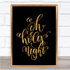 Christmas Oh Holy Night Quote Print Black & Gold Wall Art Picture