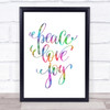 Christmas Peace Love Joy Rainbow Quote Print Christmas Peace Love Joy Rainbow Quote Print