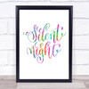 Christmas Silent Night Rainbow Quote Print