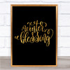 Christmas Winter Blessing Quote Print Black & Gold Wall Art Picture