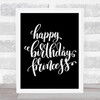 Happy Birthday Princess Quote Print Black & White
