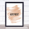 November Quote Print Watercolour Wall Art