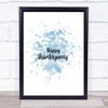 Thanksgiving Inspirational Quote Print Blue Watercolour Poster