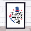 July 4Th Liberty Justice For All Quote Typogrophy Wall Art Print