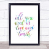 All You Need Love And Beach Rainbow Quote Print