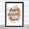 Dream Discover Travel Quote Print Watercolour Wall Art