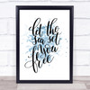 Let The Sea Set You Free Inspirational Quote Print Blue Watercolour Poster