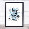 Swim Every Ocean Inspirational Quote Print Blue Watercolour Poster