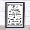 Camping Girl Quote Typogrophy Wall Art Print