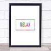 Relax Boxed Rainbow Quote Print