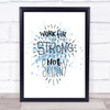 Strong Not Skinny Inspirational Quote Print Blue Watercolour Poster
