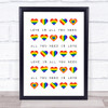 Gay LGBT Love Is All You Need Pride Hearts Quote Typogrophy Wall Art Print