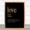 Word Definition Love Quote Print Black & Gold Wall Art Picture