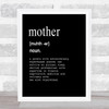 Word Definition Mother Quote Print Black & White