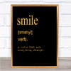 Word Definition Smile Quote Print Black & Gold Wall Art Picture