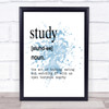 Word Definition Study Inspirational Quote Print Blue Watercolour Poster