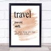 Word Definition Travel Quote Print Watercolour Wall Art